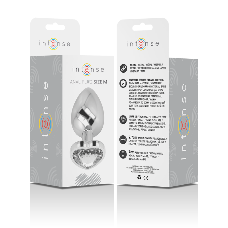 White heart aluminum metal anal plug size M