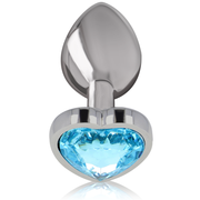 Blue heart aluminum metal anal plug size L