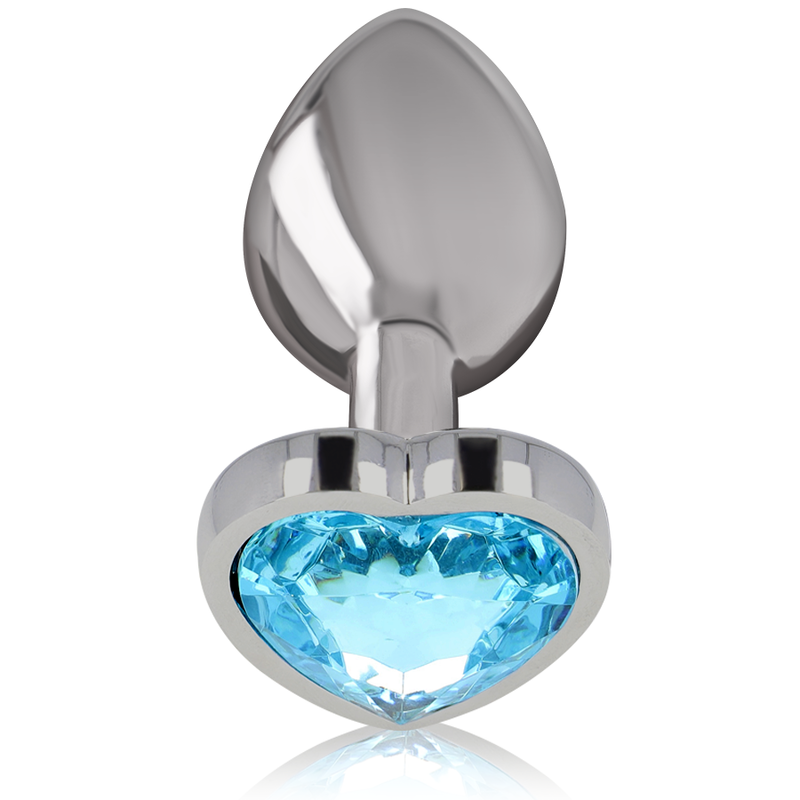 Blue heart aluminum metal anal plug size L