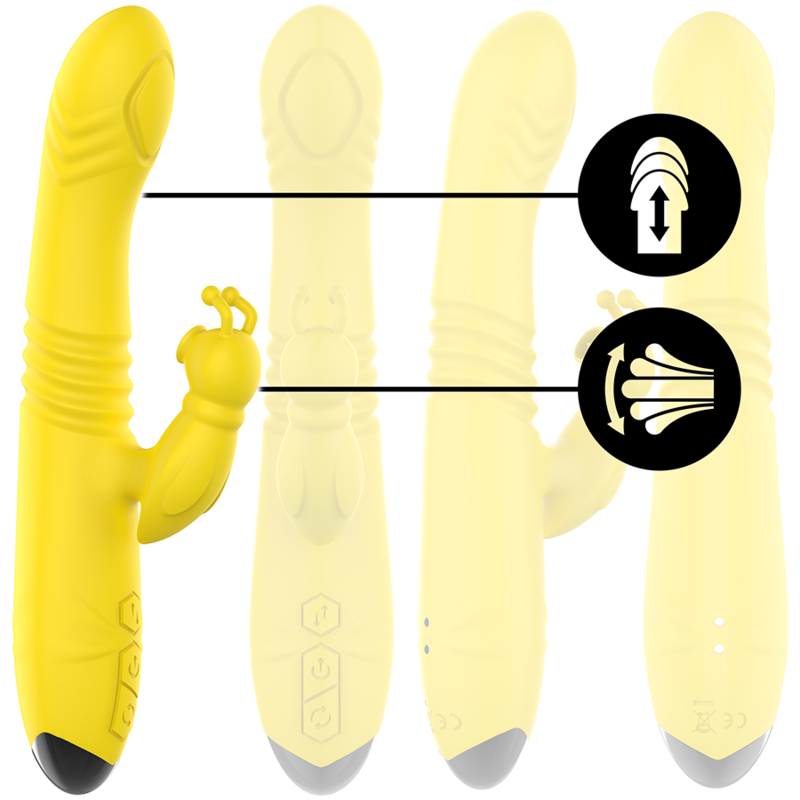 Toky Up &amp; Down Multi-Function Vibrator with Clitoral Stimulator Yellow
