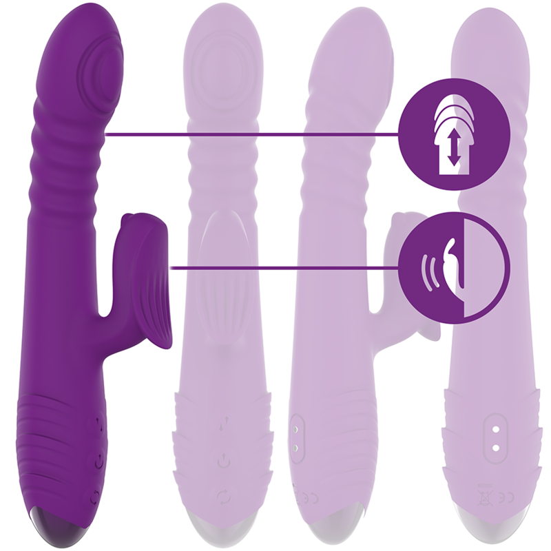 iggy up &amp; down multifunction rechargeable vibrator with purple clitoral stimulator