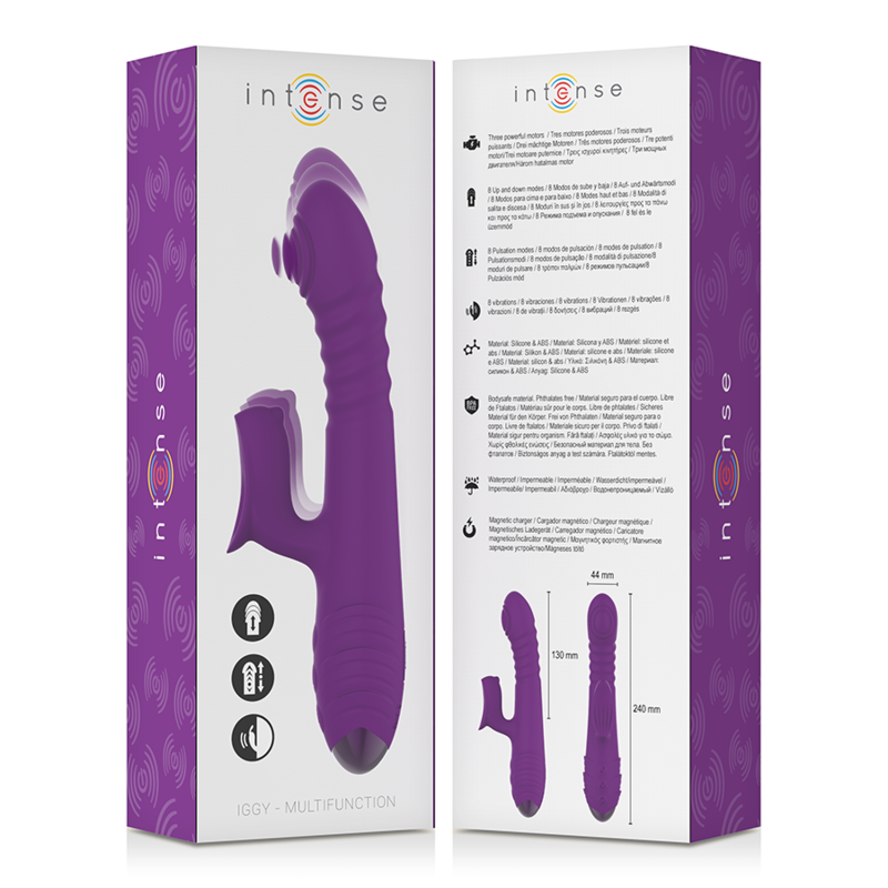 iggy up &amp; down multifunction rechargeable vibrator with purple clitoral stimulator