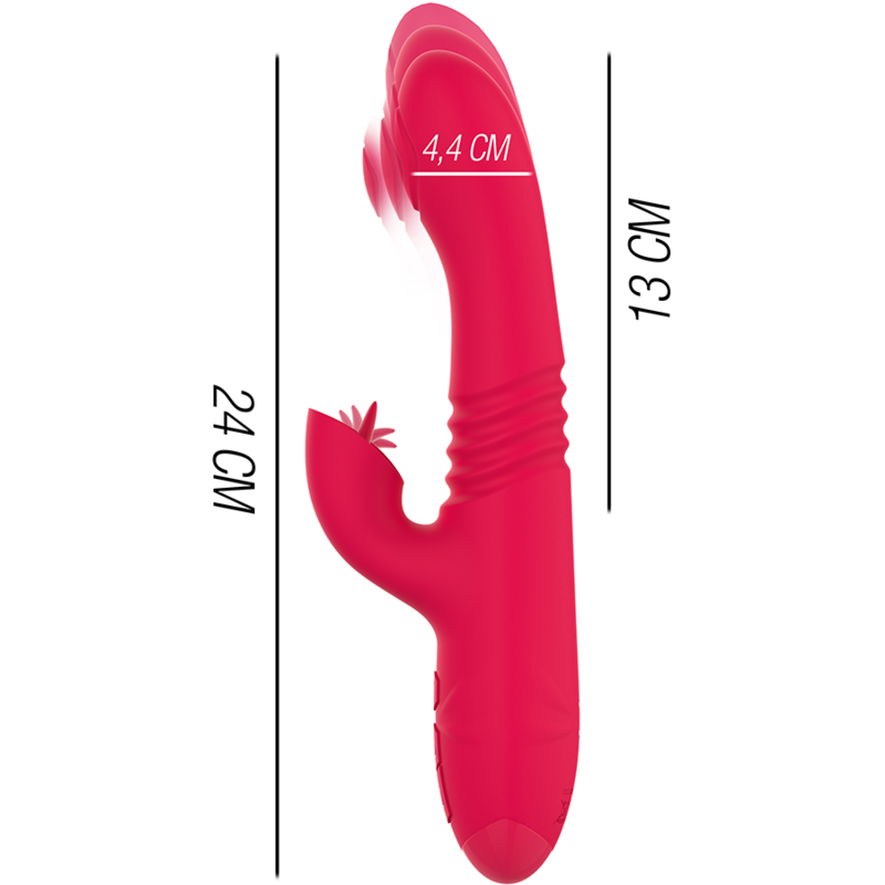 INTENSE - RECHARGEABLE MULTIFUNCTION UP &amp; DOWN VIBRATOR WITH RED TONGUE