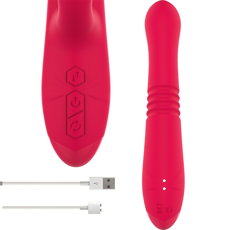 Rechargeable multifunction up &amp; down vibrator dua with red tongue