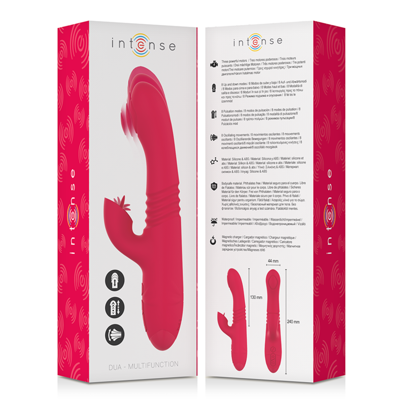 Rechargeable multifunction up &amp; down vibrator dua with red tongue