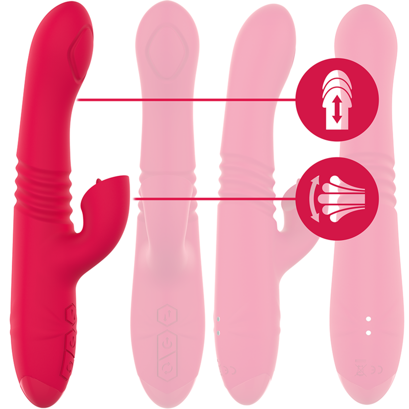 INTENSE - RECHARGEABLE MULTIFUNCTION UP &amp; DOWN VIBRATOR WITH RED TONGUE