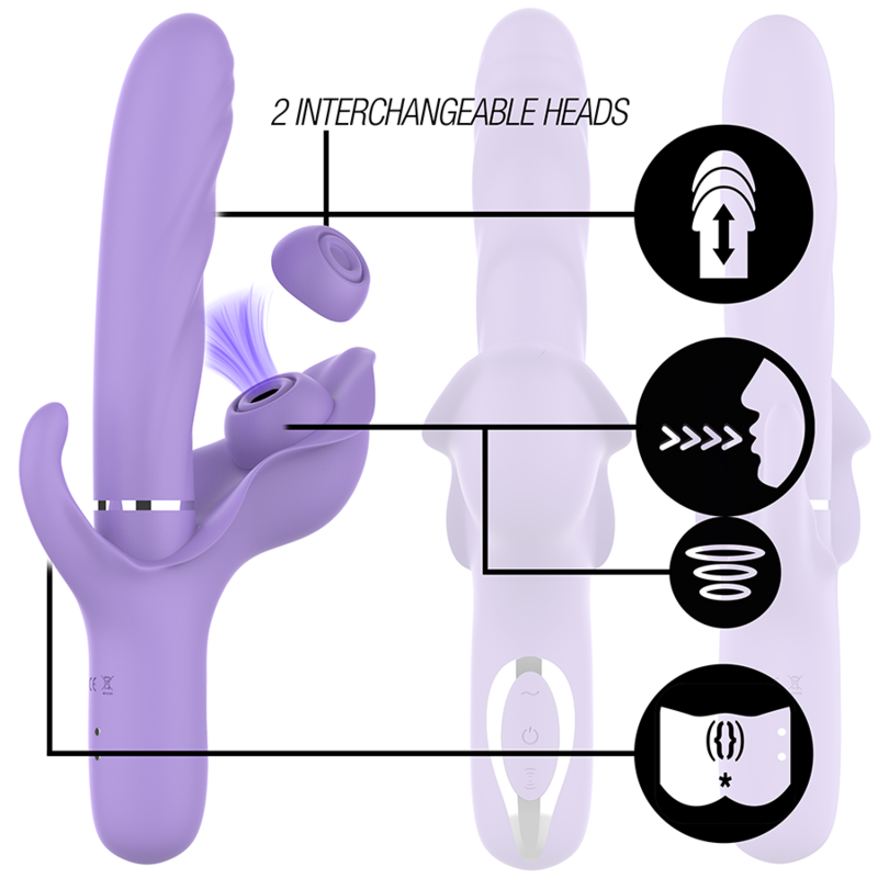 INTENSE - BILLIE MULTIFUNCTIONAL RECHARGEABLE SUCTION VIBRATOR WITH PUSH BUTTON, PURPLE