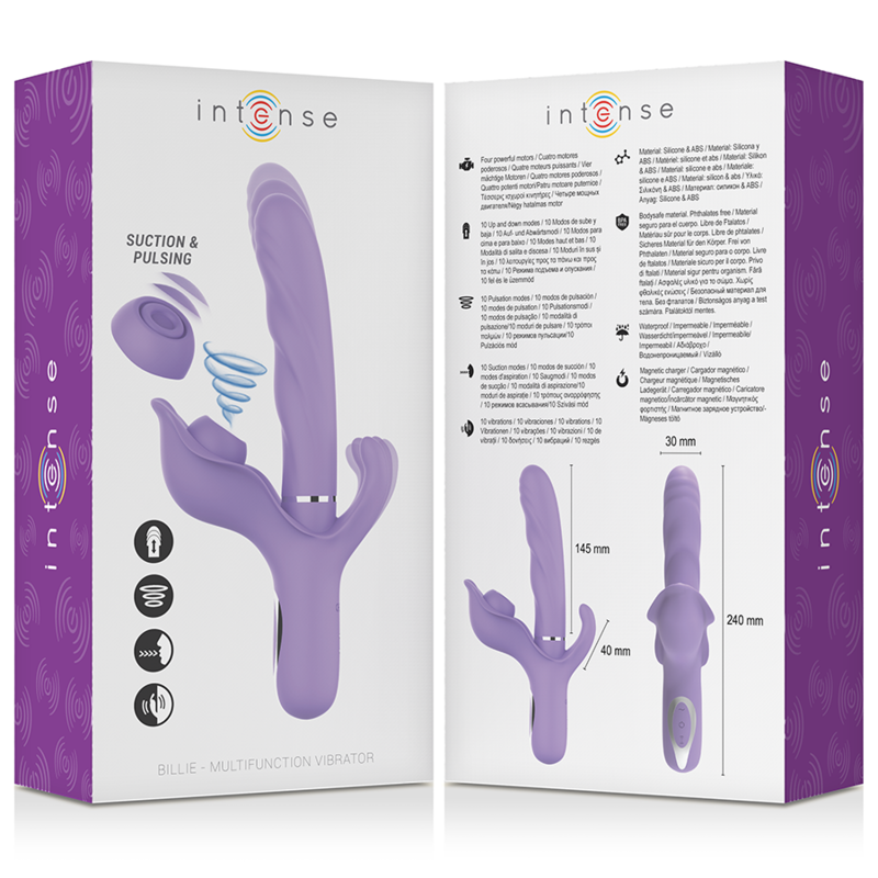 Billie Rechargeable Multi-Function Suction and Pulsation Vibrator Purple