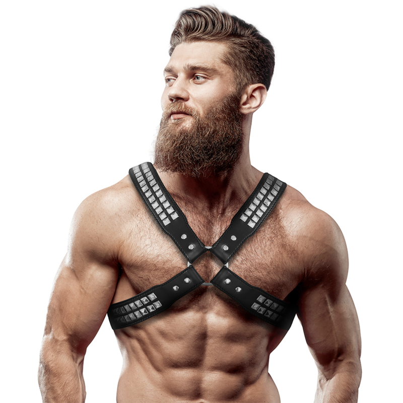 Men's Eco-Leather Cross Chest Harness with Rivets