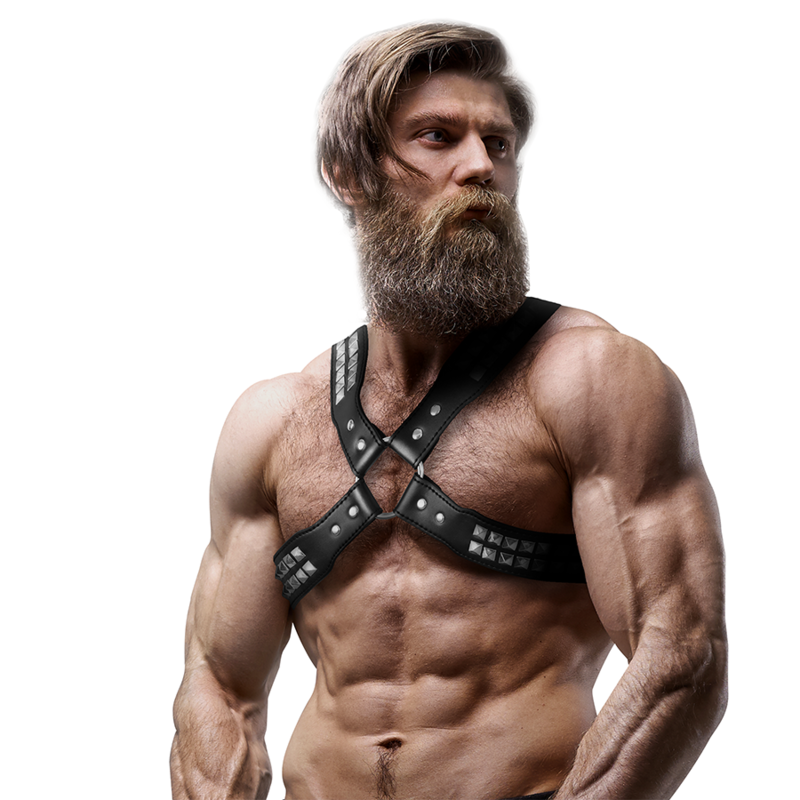 Men's Eco-Leather Cross Chest Harness with Rivets