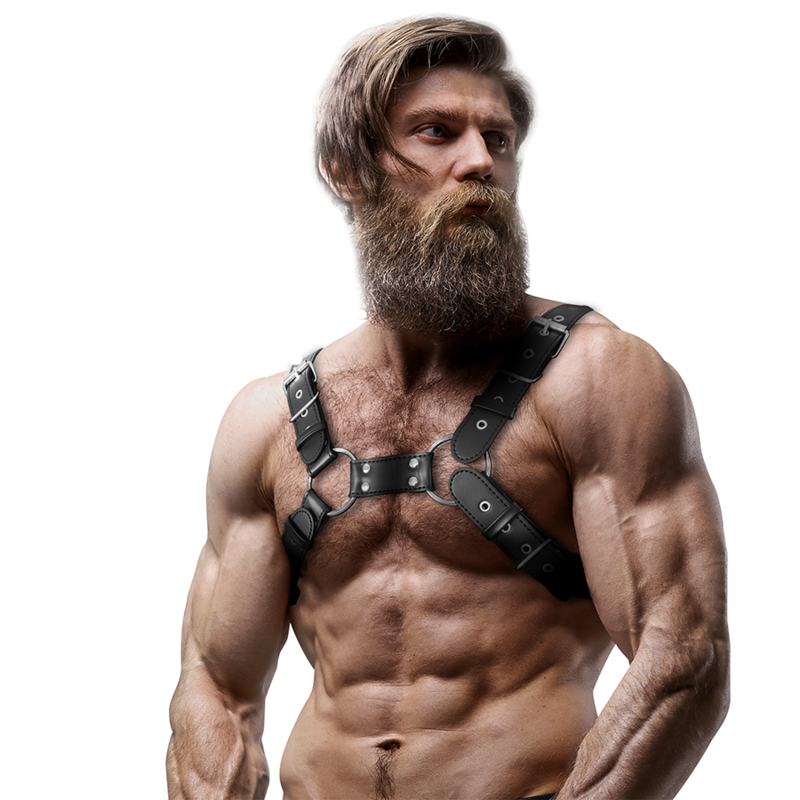 Adjustable eco-leather chest harness for men bulldog