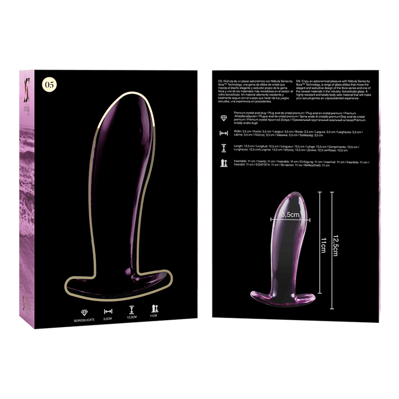 Plug Anal Verre Borosilicate Nebula Modèle 5 Base Large 12,5 cm