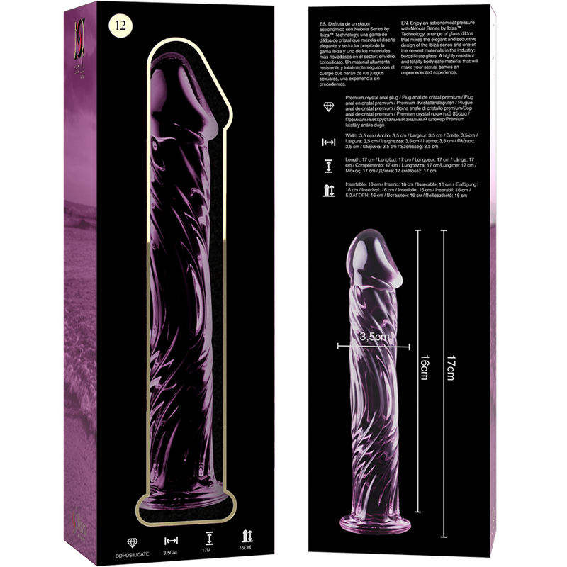 Gode en Verre Borosilicate Nebula Modèle 12 Rose 17 cm