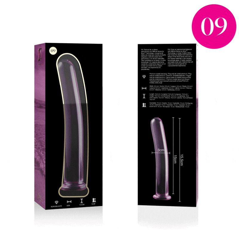 Gode en Verre Borosilicate Modèle 9 Rose 15,5 cm - Nebula Series By Ibiza