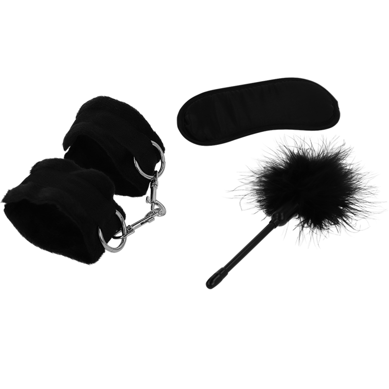 Fetish erotic playset 2 with handcuffs, blindfold and tickler