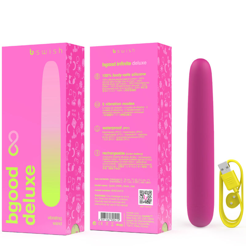 B swish rechargeable vibrator - bgood infinite deluxe pink silicone