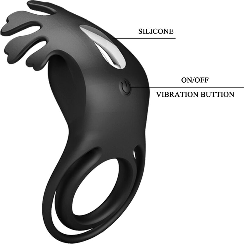 Ruben 7 Vibrations Black Silicone Vibrating Ring