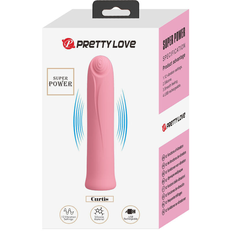 Curtis Mini Super Power 12 Vibration Vibrator in Pink Silicone