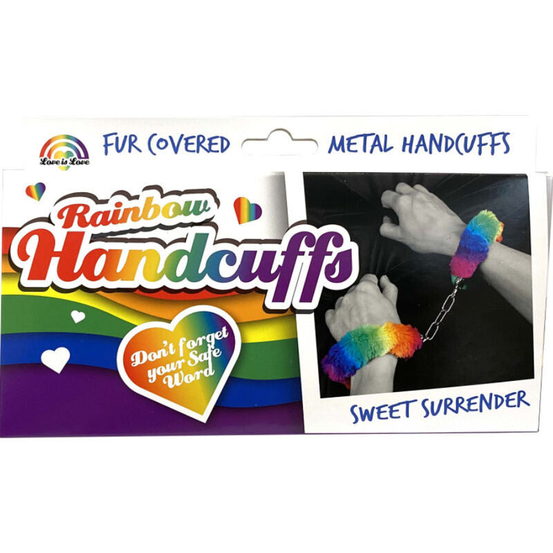 Rainbow lined metal handcuffs