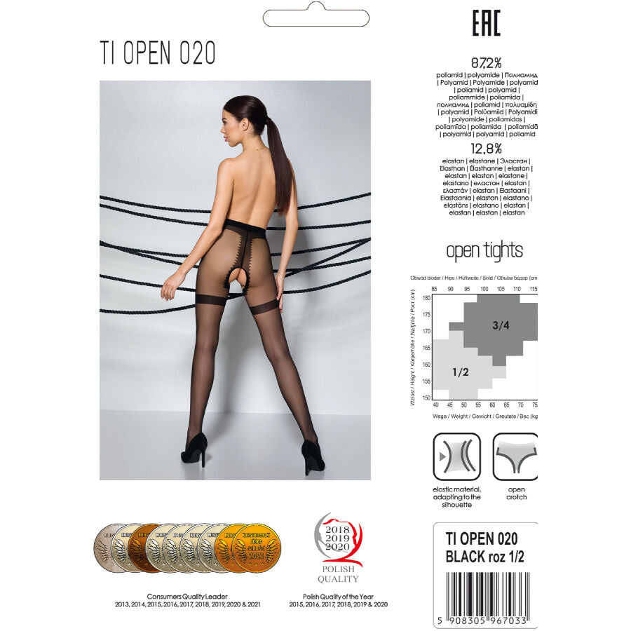 Tiopen 020 black tights 1/2 20 den