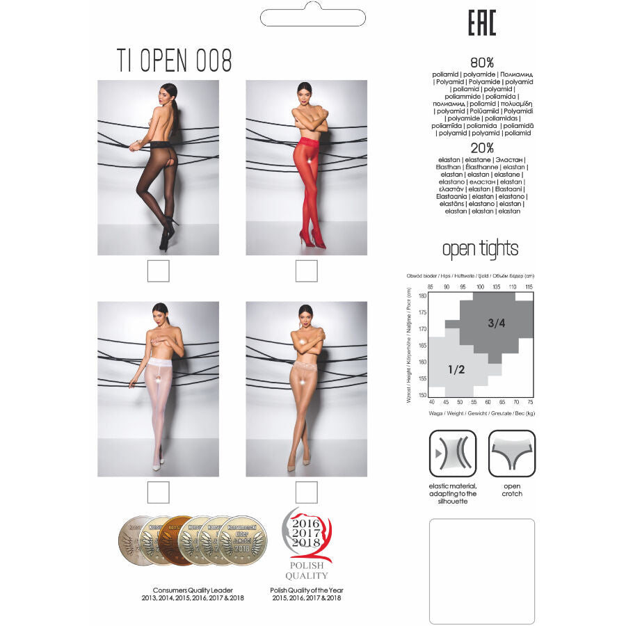 PASSION - TIOPEN 008 RED 3/4 TIGHTS 30 DEN