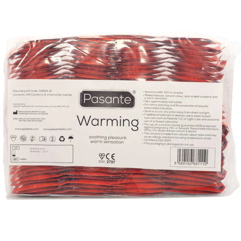 Warming effect condoms in a bag of 144 units