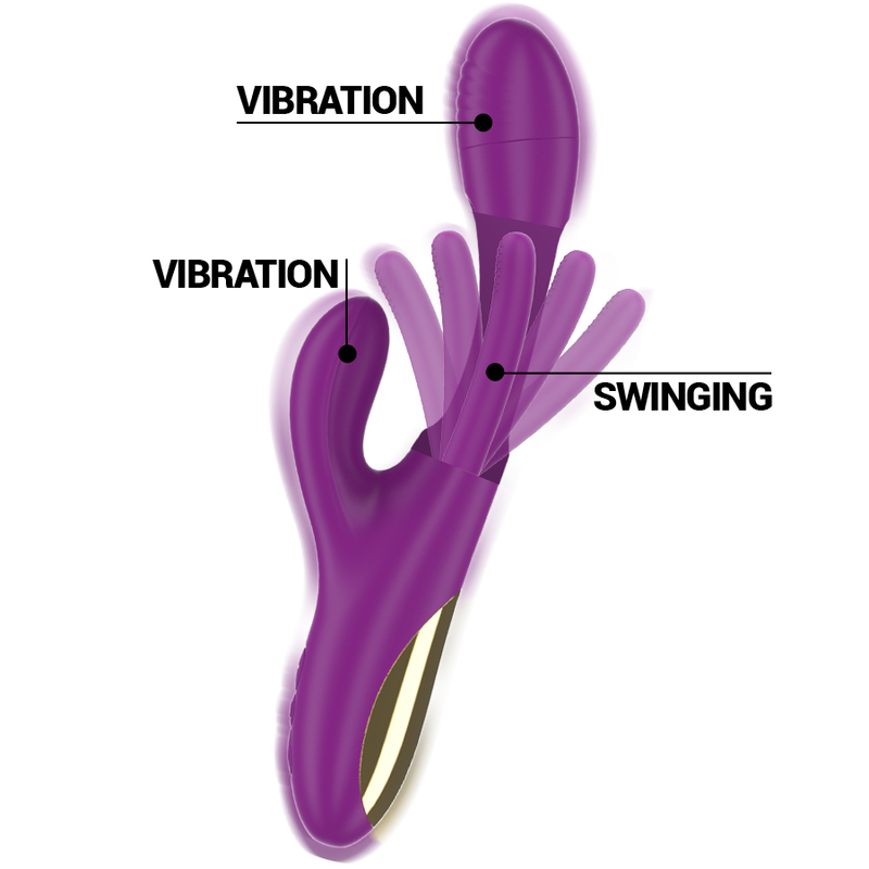 Apolo Rechargeable Multi-Function Vibrator 7 Vibrations with Oscillating Tongue Purple