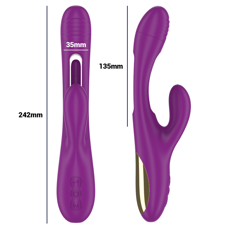 Apolo Rechargeable Multi-Function Vibrator 7 Vibrations with Oscillating Tongue Purple