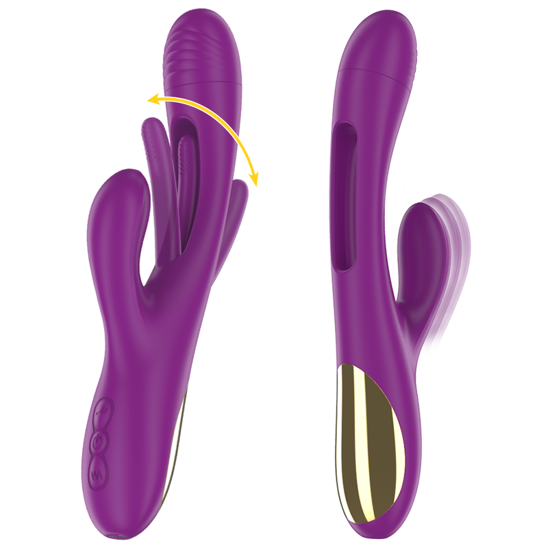 Apolo Rechargeable Multi-Function Vibrator 7 Vibrations with Oscillating Tongue Purple