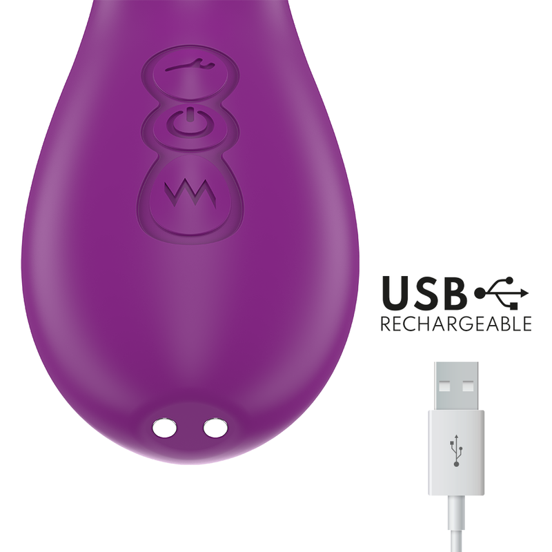 Apolo Rechargeable Multi-Function Vibrator 7 Vibrations with Oscillating Tongue Purple