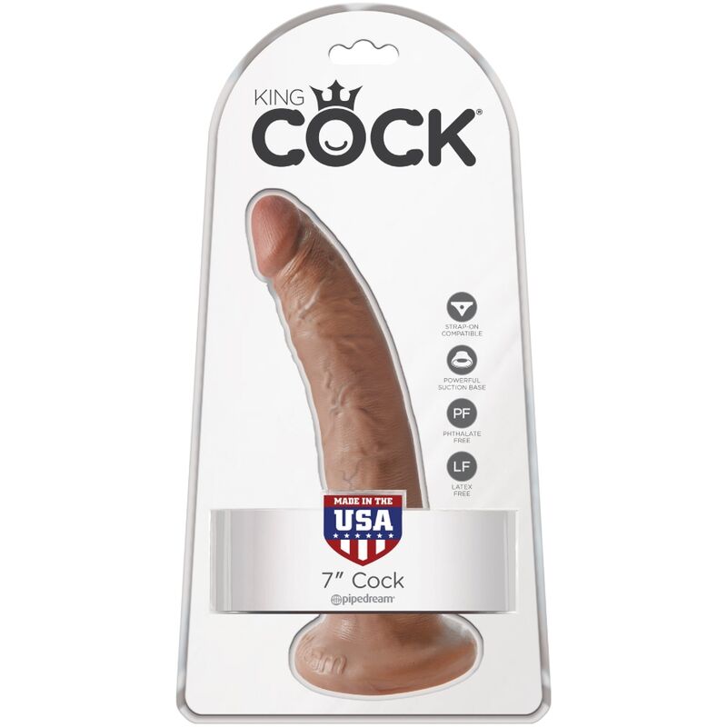 Gode Réaliste Veiné Base Ventouse Marron - King Cock
