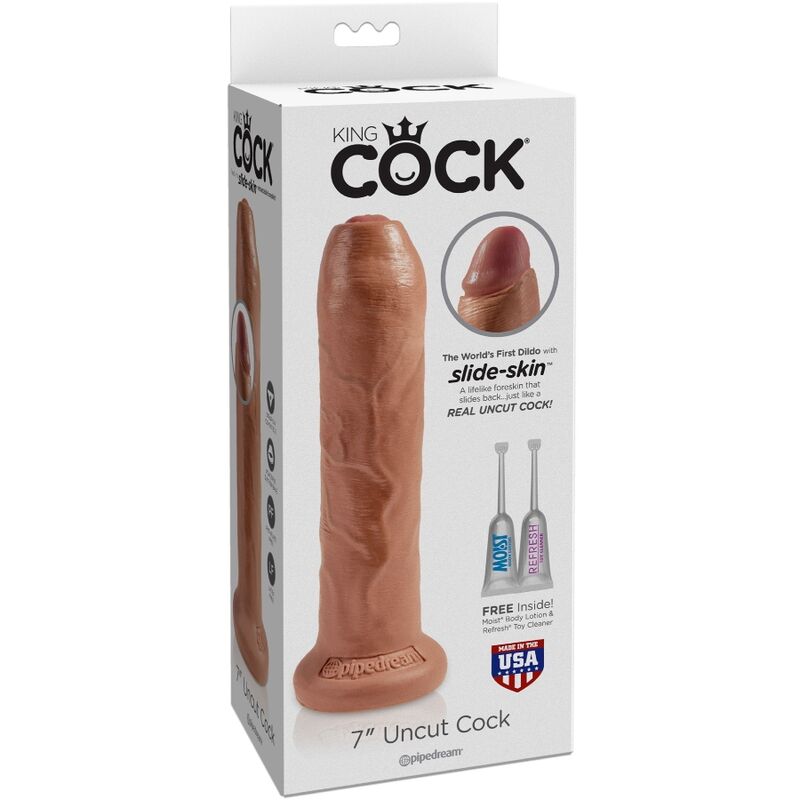 Realistic uncut penis 17.8 cm caramel