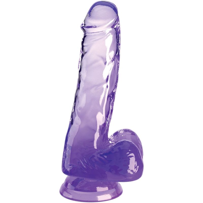 Clear realistic penis with balls 13.5 cm purple