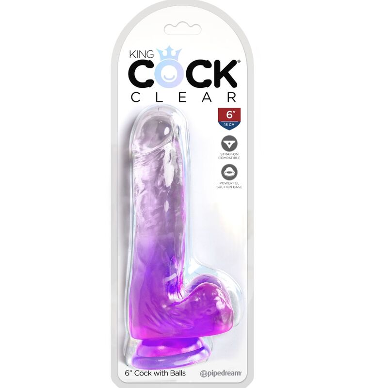 Clear realistic penis with balls 13.5 cm purple