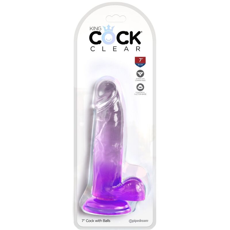 Clear Realistic Penis with Balls 6" Purple