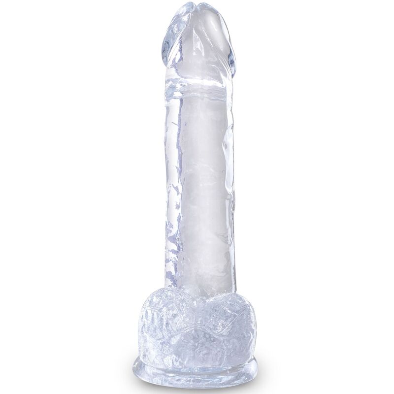 Clear Realistic Penis with Balls 15.2 cm Transparent