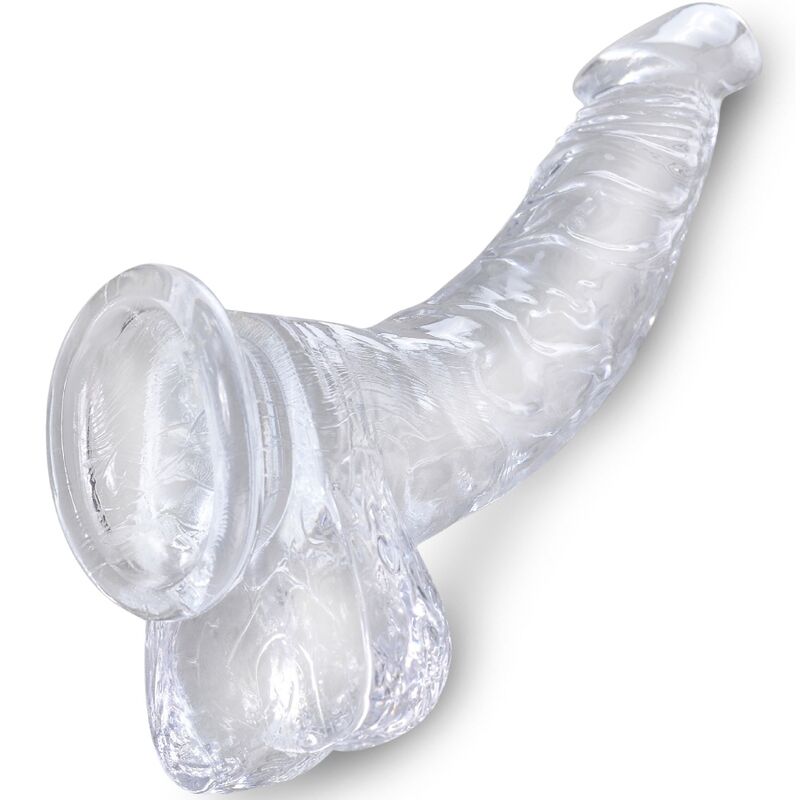 Clear Realistic Curved Penis with Balls 16.5cm Transparent