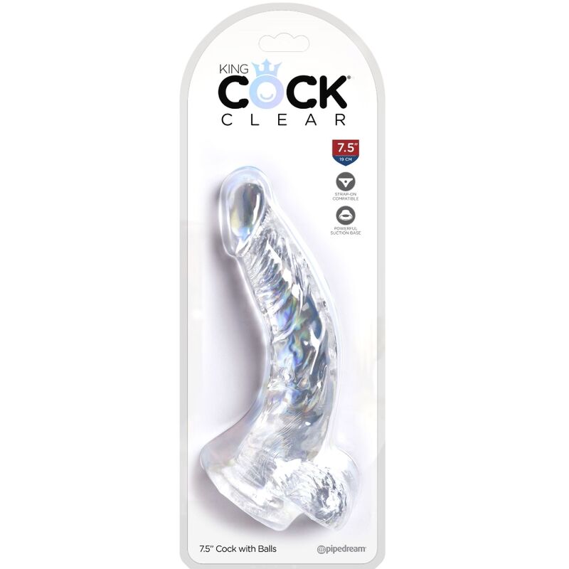 Clear Realistic Curved Penis with Balls 16.5cm Transparent
