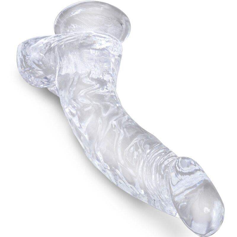 Clear Realistic Curved Penis with Balls 16.5cm Transparent