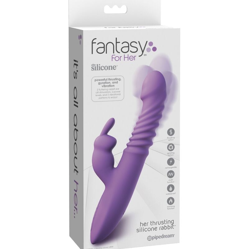 Vibromasseur Rabbit Chauffant Oscillation Poussée 9 Modes Rechargeable - Fantasy
