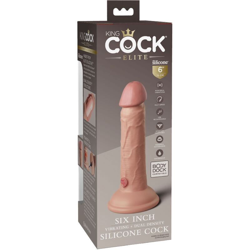 Elite Realistic Vibrating &amp; Silicone Dildo 15.2 cm