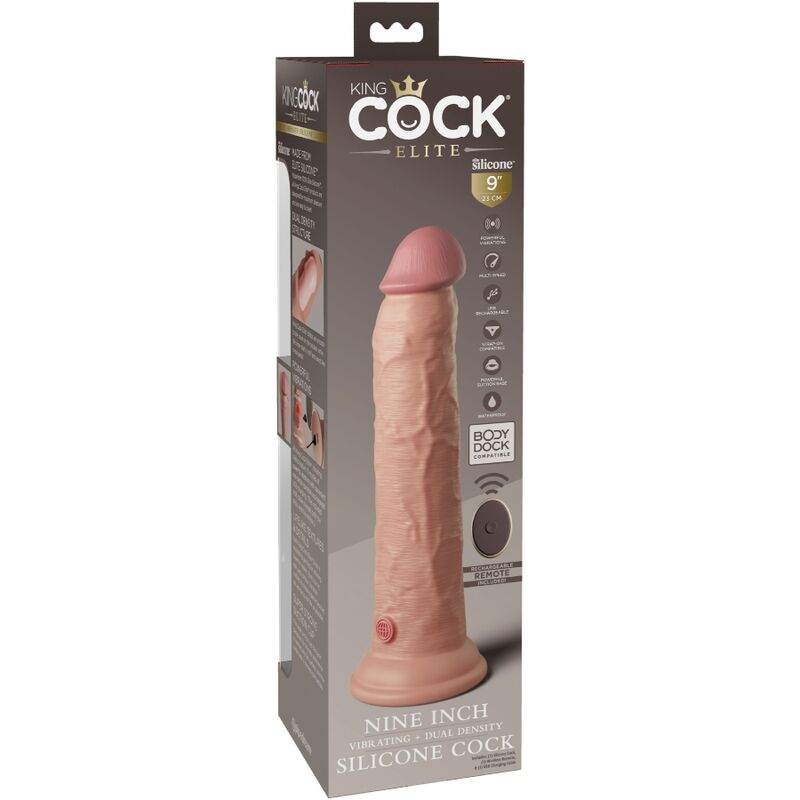Elite Realistic Dildo Vibrator &amp; Remote Control Silicone 23cm