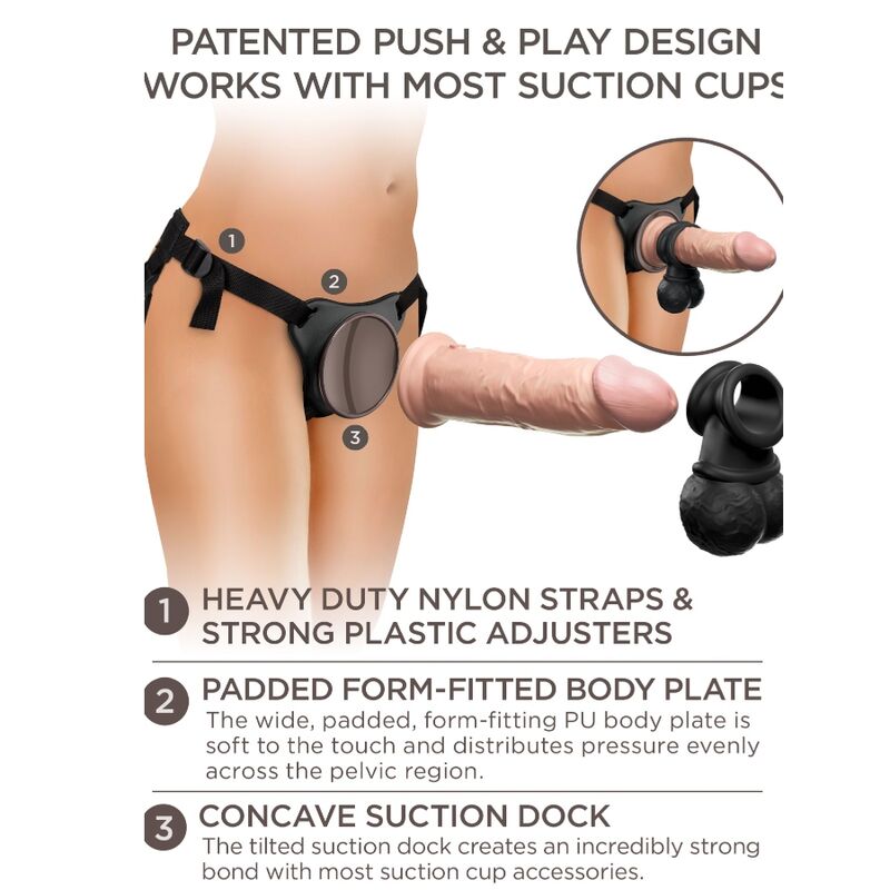 Elite Deluxe Adjustable Harness Kit with Testicle Ring &amp; 8" Dildo