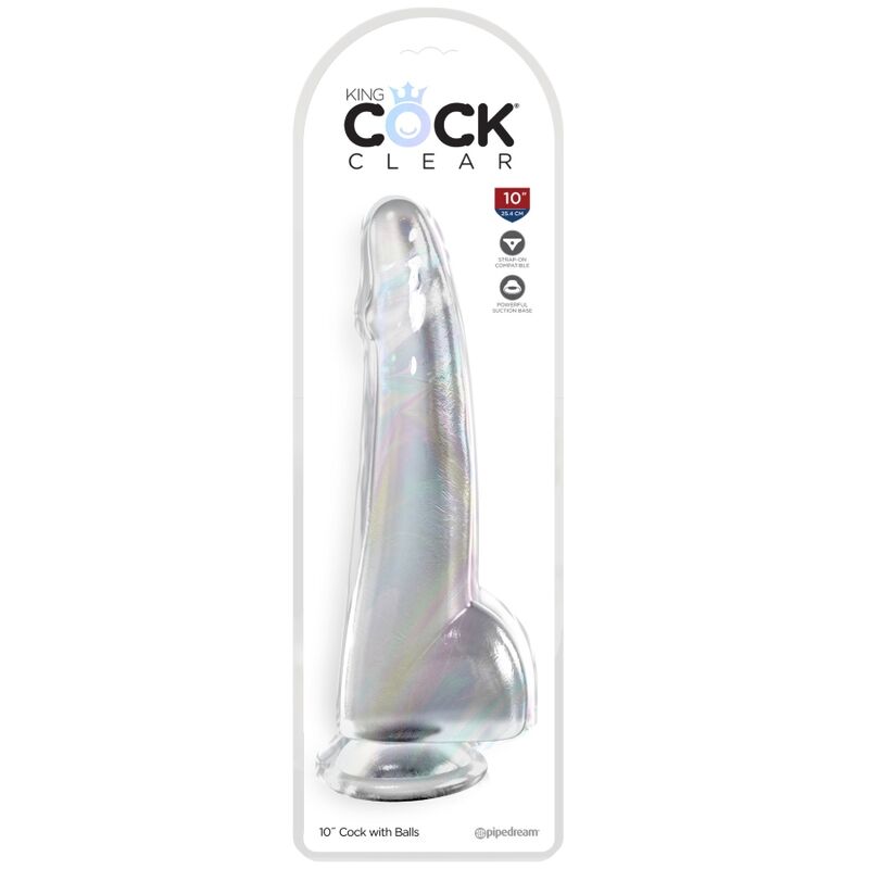 Clear dildo testicles 19 cm transparent