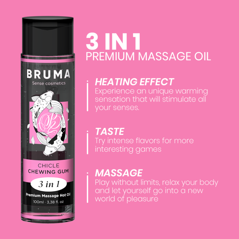 BRUMA - PREMIUM MASSAGE OIL WITH WARMING EFFECT AND GUMMY FLAVOR 3 IN 1 - 100 ML