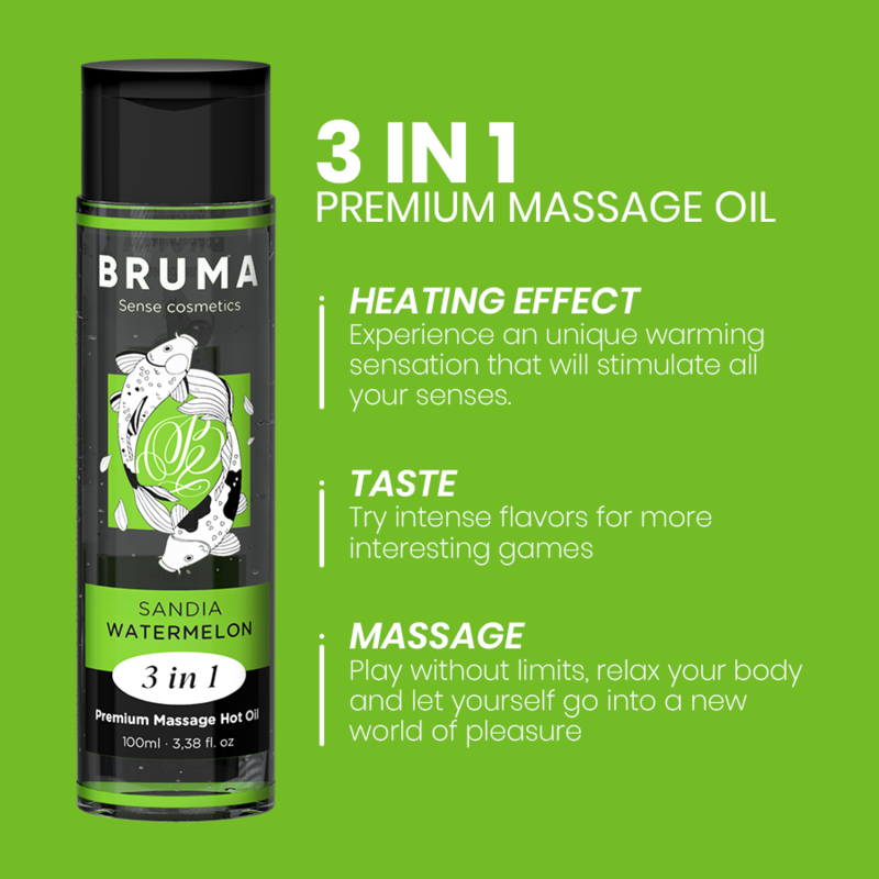 BRUMA - PREMIUM WARMING MASSAGE OIL WATERMELON FLAVOR 3 IN 1 - 100 ML