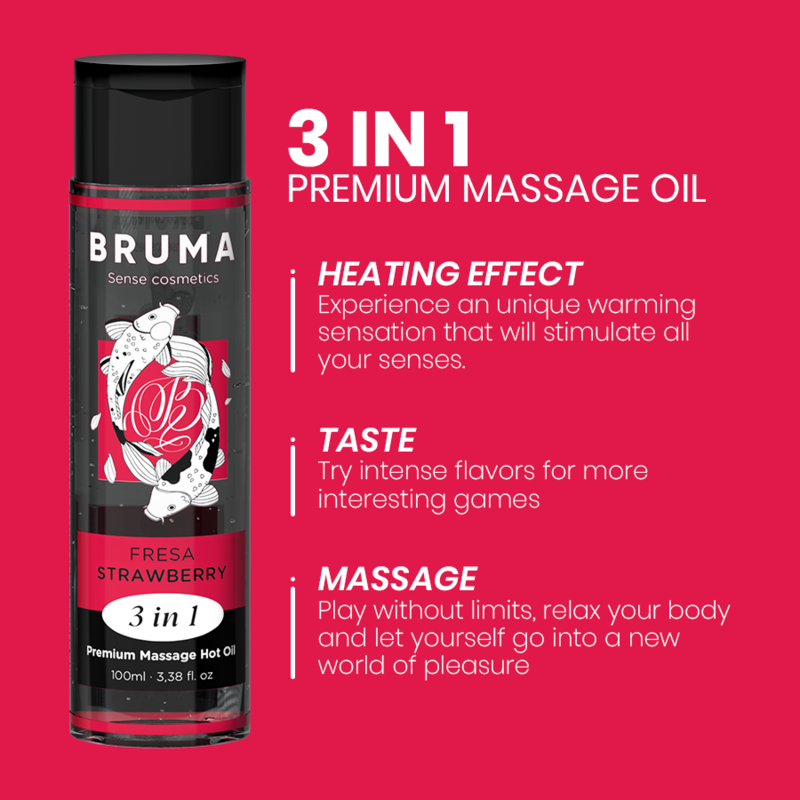 BRUMA - PREMIUM WARMING MASSAGE OIL STRAWBERRY FLAVOR 3 IN 1 - 100 ML