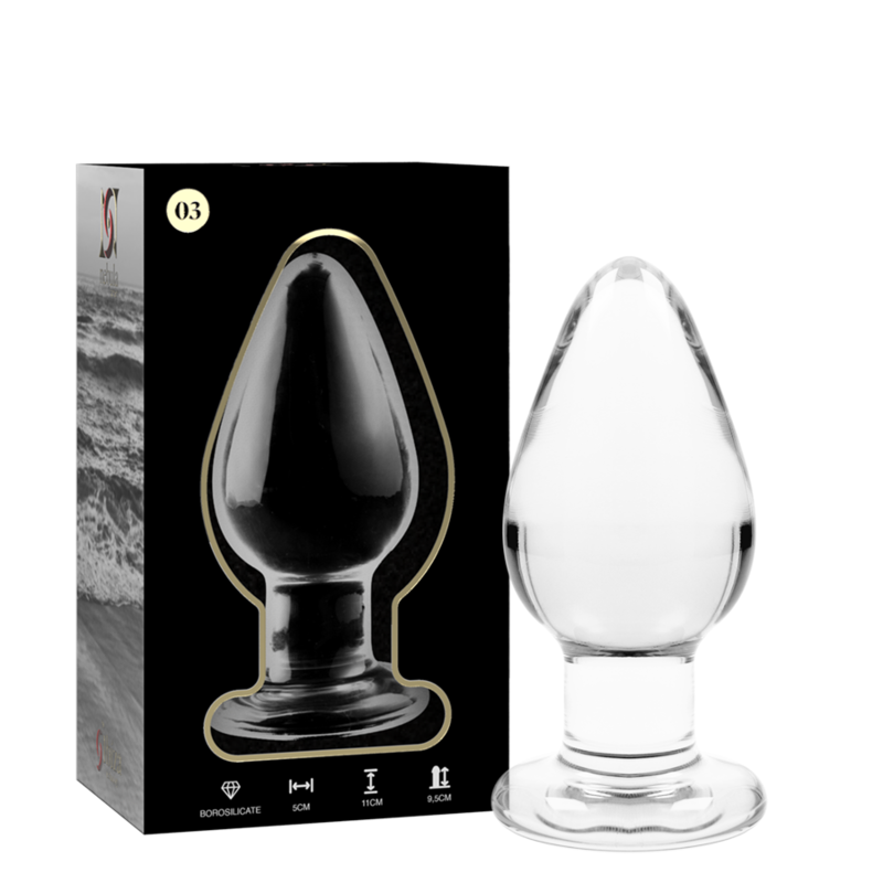 NEBULA SERIES BY IBIZA - ANAL PLUG MODEL 3 TRANSPARENT BOROSILICATE GLASS 11 CM -O- 5 CM