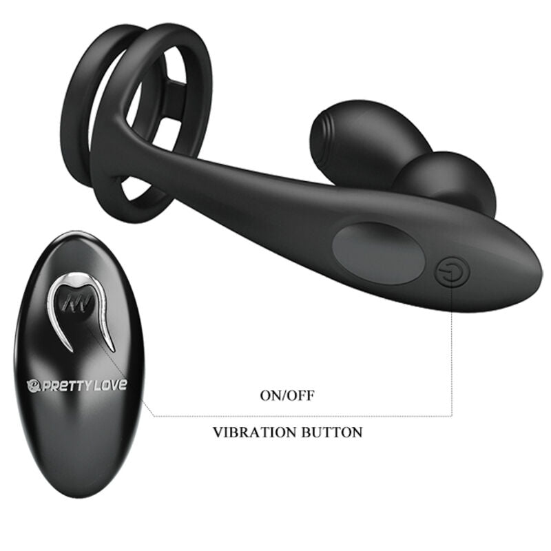 Marshall penis ring with vibrating anal plug with remote control