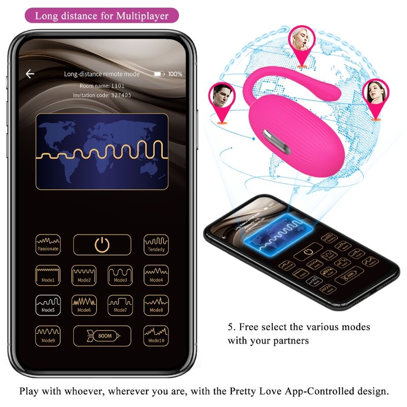 PRETTY LOVE - RECHARGEABLE VIBRATING EGG DOREEN MAGENTA REMOTE CONTROL